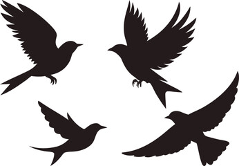 Vector Silhouette of Birds Flying – Isolated Swallows for Natural and Outdoor Design Use
