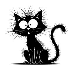 cute funny cartoon cat surprised expression