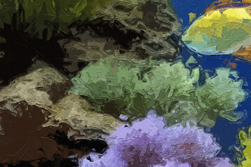 Various oil paintings, flowers, marine creatures, fish scenery, plum blossoms, waterfalls, beautiful scenery