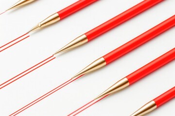 A set of red and gold pencils