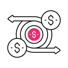 Cash Flow Vector Filled outline illustration style icon. EPS 10 file