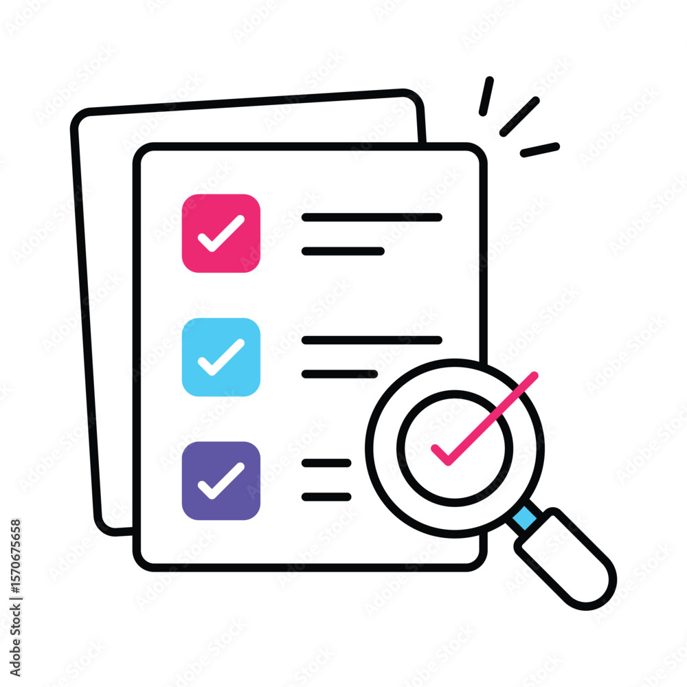 Poster task analysis vector filled outline illustration style icon. eps 10 file