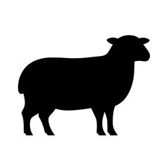 Vector silhouette of a striking black silhouette of a sheep isolated on a clean white background