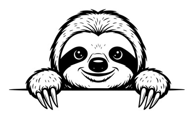 cute peeking sloth cartoon vector illustration
