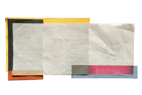Abstract rectangular shape art made from newspaper cutouts