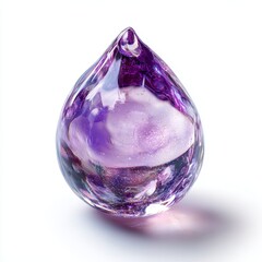 Macro image of a mesmerizing violet droplet infused with shades of neon purple, ultraviolet, and deep orchid. The droplet seems to pulse with dreamy, otherworldly energy. 