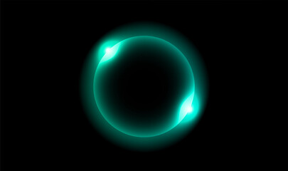 green circle glare light in black background