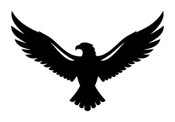 Obraz premium Vector silhouette of majestic eagle silhouette with wings spread wide, isolated on a white background