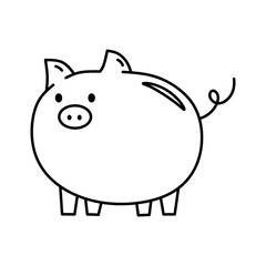Piggy bank isolated on a white background. Vector hand-drawn illustration in doodle style. Perfect for logo, various designs. Savings, finance, investments.