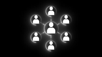 Glowing neon digital interface connection and communication concept digitally generated animation on black background.  - Powered by Adobe