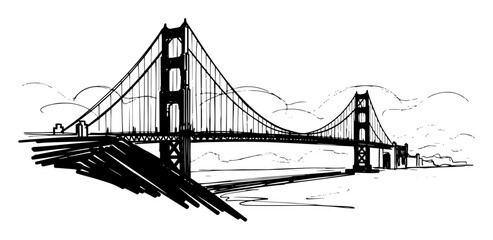 golden gate bridge san francisco landmark sketch vector