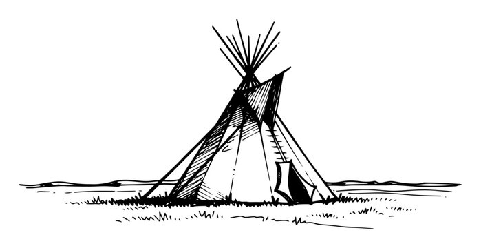 native american teepee wigwam sketch vector illustration