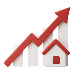 Positive property loan amortization schedule builds home equity. Real estate investment growth shown on rising chart