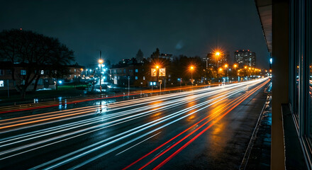 Fototapeta premium A Long Exposure Dynamic Light Trails in the City Night