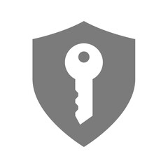 Shield and key vector icon. Safe and secured, password protected and safety in data and internet.