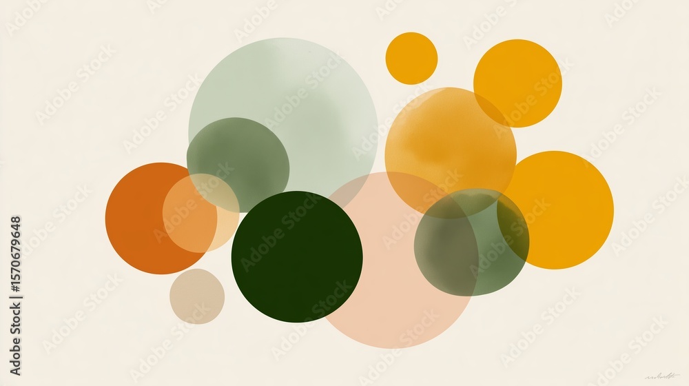 Aufkleber abstract composition of colorful circles on a soft background created by an artist for contemporary 