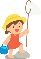 Girl with Straw Hat and Insect Net 잠자리채를 들고 밀짚모자를 쓴 여자아이