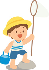 Boy with Straw Hat and Insect Net 잠자리채를 들고 밀짚모자를 쓴 남자아이