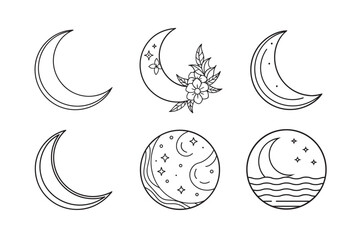 Obraz premium line art of floral,vectorian,mehdi,patern type,nature ,religion,architectural set bundle on the white background