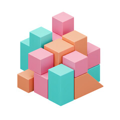 Obraz premium Pastel Cube Abstract Art: 3D Geometric Design