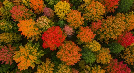 Aerial View of Vibrant Autumnal Forest Canopy with Colorful Deciduous Trees (2)