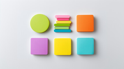 Colorful sticky notes in various shapes for business organization and workplace productivity