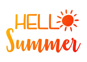 Logo con mensaje Hello Summer con sol en lugar de letra O © teracreonte