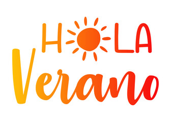 Logo con mensaje Hola Verano en español con sol en lugar de letra O © teracreonte