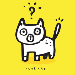 Cute cat doodle vector design,Cat hand drawn doodle cartoon,cat vector illustration, cute animal