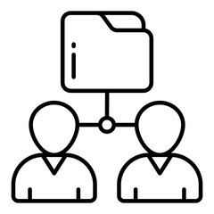 Conceptual solid design icon of document sharing