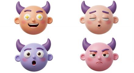 Obraz premium Cartoon faces with different expressions