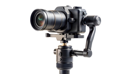 Camera with gimbal stabilizer isolated on transparent background