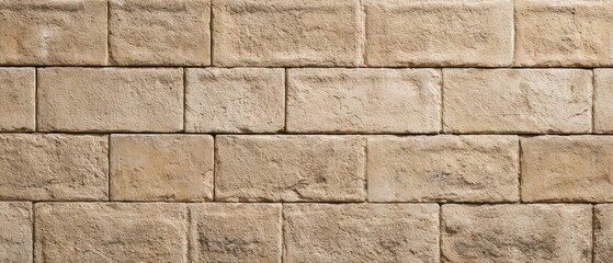 The textured stone wall with a rustic charm and warm beige tones.