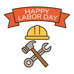 Happy Labor Day Vector Cartoon Illustration. Perfect For Labor Day Event, Banner, And Other.