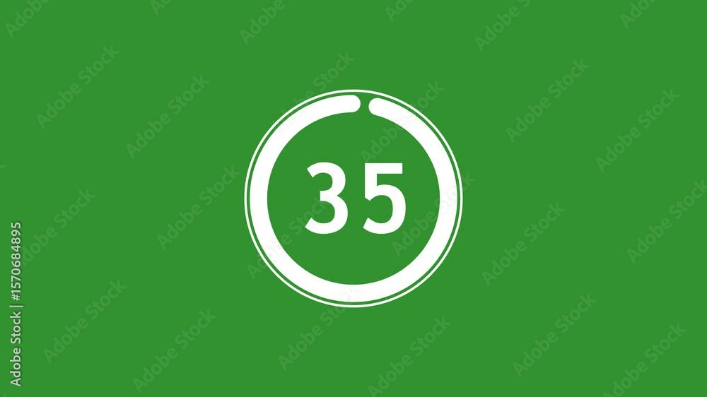 Poster circle countdown timer one minute animation from 40 to 0 second animation on black background with a