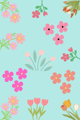 Seamless floral pattern with pink roses and leaves, a perfect vintage design for spring wallpaper. Mobile wallpaper.