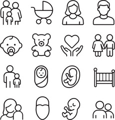 Family & Parenting Journey: Essential Icons for Love, Care, and Growth.