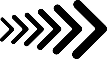 Dynamic moving arrow symbol isolated on transparent background. Speed, acceleration, fast sign vector illustration.