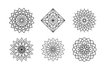 line art of floral,vectorian,mehdi,patern type,nature ,religion,architectural set bundle on the white background
