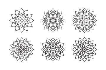line art of floral,vectorian,mehdi,patern type,nature ,religion,architectural set bundle on the white background