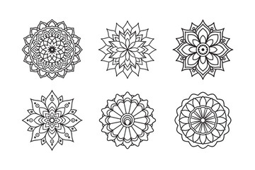 line art of floral,vectorian,mehdi,patern type,nature ,religion,architectural set bundle on the white background