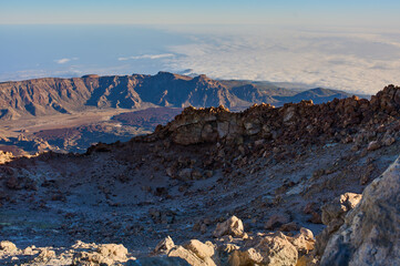 Crater rim and Las Cañadas at sunset