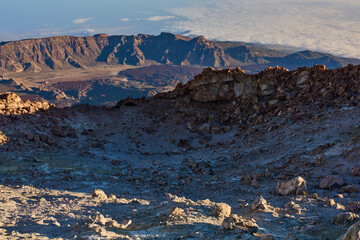 Crater rim and Las Cañadas at sunset