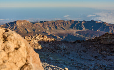Crater rim and Las Cañadas at sunset