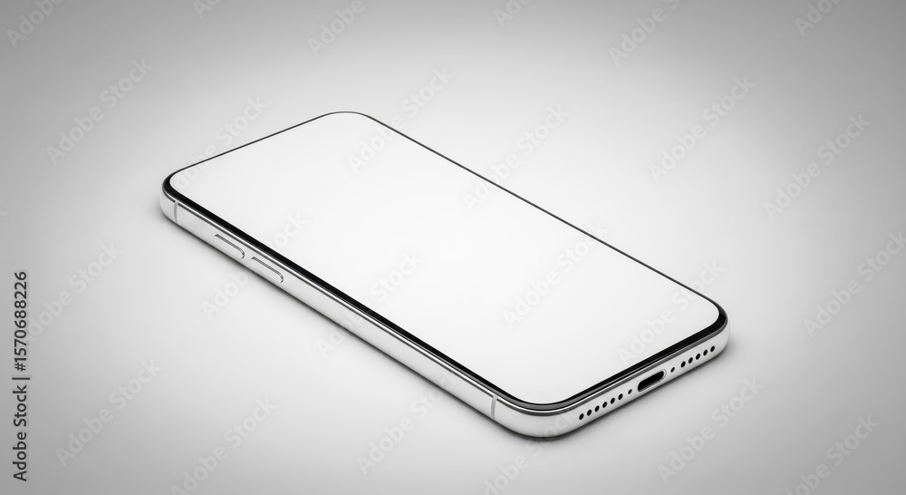 Poster modern smartphone mockup with blank screen in perspective view, mobile phone with empty display isol