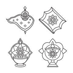 line art of floral,vectorian,mehdi,patern type,nature ,religion,architectural set bundle on the white background