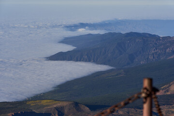 Teide summit view over inversion clouds