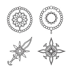 line art of floral,vectorian,mehdi,patern type,nature ,religion,architectural set bundle on the white background