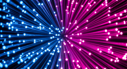 Abstract technology background of blue and pink fiber optics, this concept shows data connection, communication, and fast internet speed