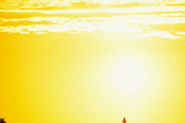 sunset or sunrise with clouds, sky and golden rays. © MARIA